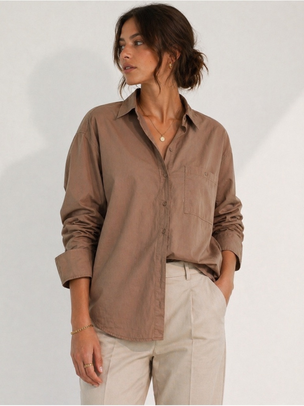 Topshop | Boyfriend Oversized Button-Down Extended Cuff Shirt Everyday Chic